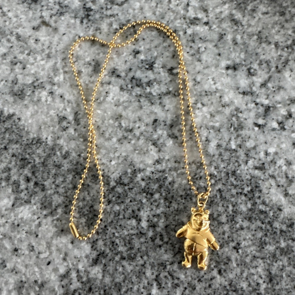 Articulated Winnie the Pooh Gold Tone Ball Chain Necklace Pendant Disney